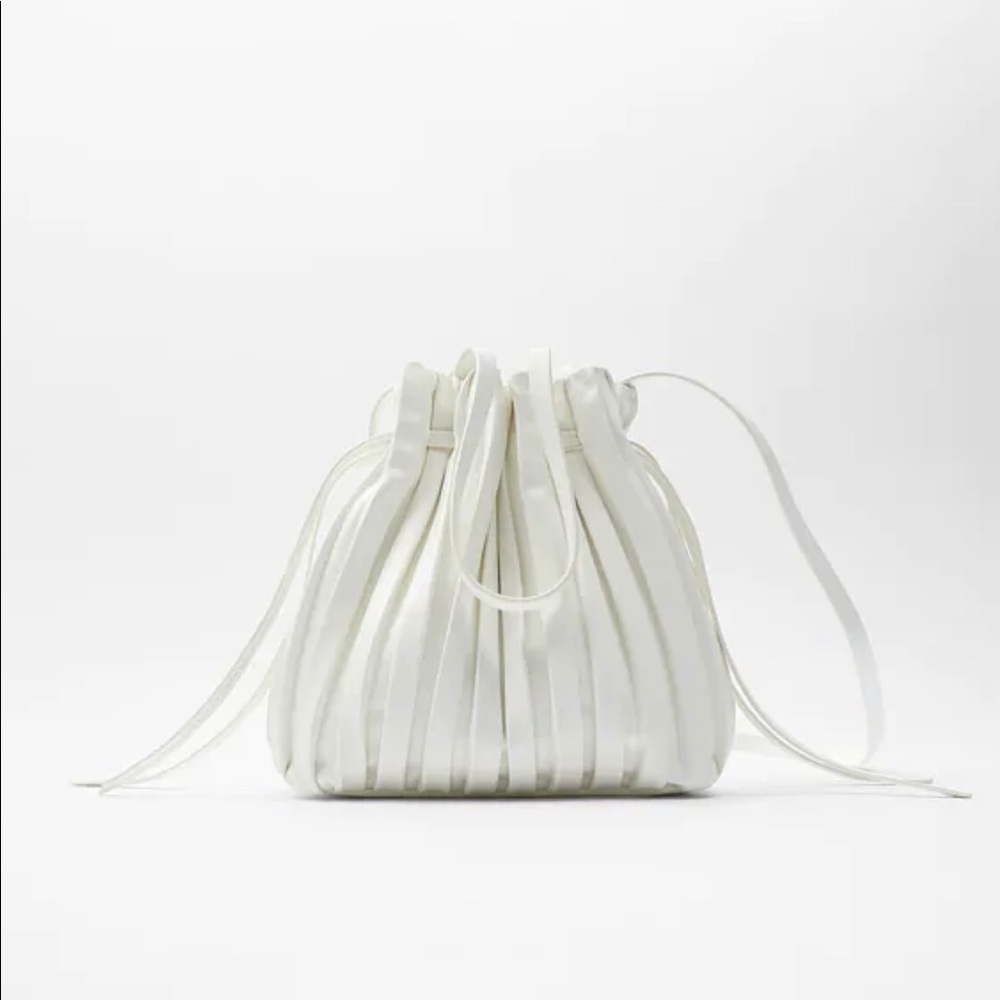 ZARA white pleated bucket bag